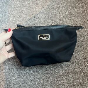 Black nylon Kate Spade toiletry make up pouch bag